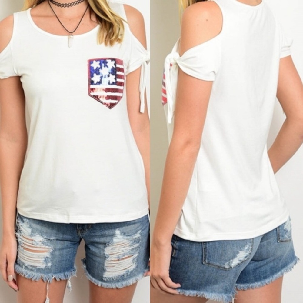 MADE IN THE USA!! Cold shoulder top!